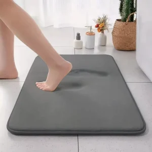 Solid Color Thickened Polyester Flannel Woven Non-Slip Entrance Door Mat for Bathroom, Home, or Hotel