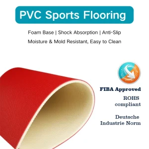 Solid Color Waterproof PVC Luxury Vinyl Flooring Wear Resistant Anti-slip Features Customizable Size Color for Sports Ground