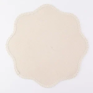 Solid Flower-Shape Jute Placemats for Home, Wedding Banquets, Coffee and Tea Cups