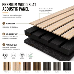 Sound Absorbing Acoustic Panels MDF Wood Slat Bulk Factory for Hotel Office Living Room