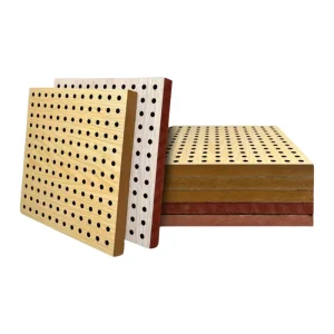 Sound Absorbing Fireproof Material Board Insulated Fireproof Wall Wooden Fiber Acoustic Perforated Display Panel