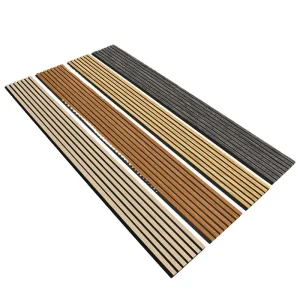 Sound Absorbing Wood Slat Acoustic Fluted Wall Panels for Studio Office Hotel & Cinema Bulk Orders Available