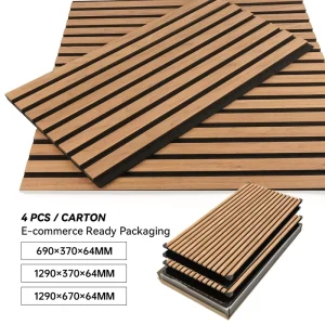 Sound Absorption 3D DIY Easy Installation MDF Acoustic Slatted Wood Groove Wall Panels Peel and Stick Acoustic Panel for Office