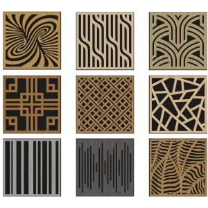 Sound Absorption Wall Pine Real Wood Slat Veneer Curved Ceiling Acoustic Panels