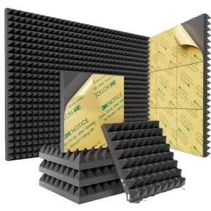Sound Deadening High Density PU Foam Acoustic Panels Self Adhesive 12″ X 12″ X 2″ B1 Flame Retardant Contemporary Design