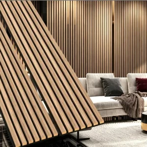Sound insulating Slatted Flexible Wood Veneer MDF Decorative Boards Panels for Indoor Outdoor Interior Decoration