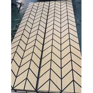 Soundproof Wood Veneer Curved Wall Acoustic Black MDF Akupanel Acoustic Panel Natural Slat Acoustic Wall Panels Wooden Grooved