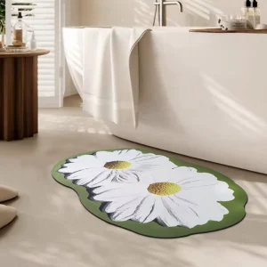 Special-Shaped Diatomite Bathroom Rug and Bath Mat Set, Anti-Slip Fast-Absorbent