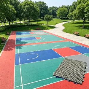 Split Replace Interlock PP Flooring Single Damaged Tile Swap Outdoor Sports Court Repair Floor