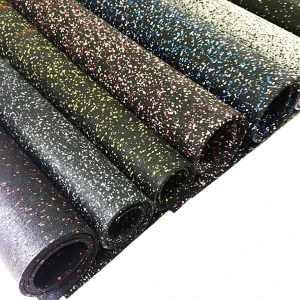 Sports Feild Black+White Flecks Gym Rubber Roll Flooring Tiles