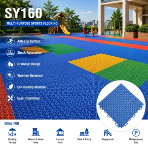 Square Interlocking Floor Tiles Sports Flooring for Basketball Volleyball Badminton and Tennis Court