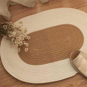Stain-Resistant Cotton Woven Braided Washable Area Rug and Door Mat