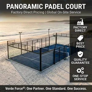 Standard Size Weather Resistant Full View Panoramic Padel Court Anti-salt Outdoor Sports Court for Seaside Coastal City