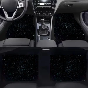 Starry Night Galaxy 4-Piece Car Floor Mat Set with Luminous Stars, Non-Slip