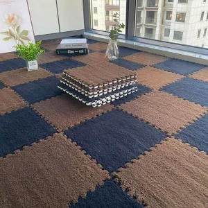 Stitching High Quality Carpet Soft Shaggy Foam Fur Puzzle Mats Winter Warm Baby Child Floor Carpet Rug for Home