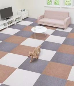 Striped Glue-Free Reusable Washable Carpet Tile for Living Rooms and Bedrooms