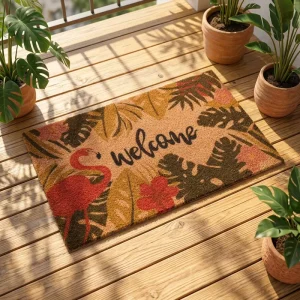 Striped Polypropylene Floor Mat Non-Slip Indoor Outdoor Mud-Absorbing Easy-Clean Doormat