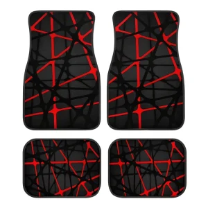 Stylish Irregular Line Carpet Mats 4PCS Soft Crystal Velvet Non Slip Floor Protector for Cars Trucks SUV Absorbent Easy to Clean