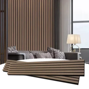 Stylish Teakwood MDF Acoustic Wood Slat Wall Panel Reverb Reduction Audio Absorption Grid for Wall TV Backdrop Space