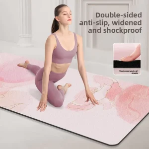 Suede-Feel Rubber 5mm Rectangular Yoga Mat Odorless Shock-Absorbing Non-Slip Quiet Sound-Insulating for Fitness