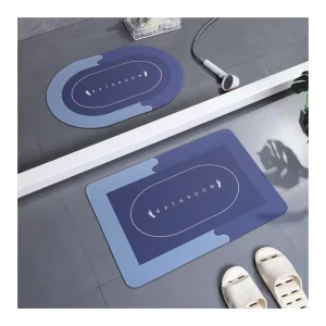 Super Absorbent Non-Slip Custom Logo Diatom Mud Washable Thin Rubber Bathroom and Shower Mat