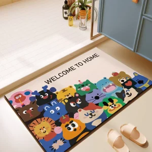 Super Absorbent Quick Dry Non Slip Natural Diatomaceous Earth Stone Funny Cartoon Animal Colorful Cute Bathroom Bath Mat