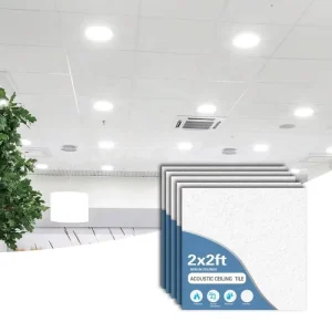 Suspended Acoustic Ceiling Board 2×2 Ft Modern Ceiling Grid Excellent Noise Control 20mm Fiberglass Wool Tiles Panel Home