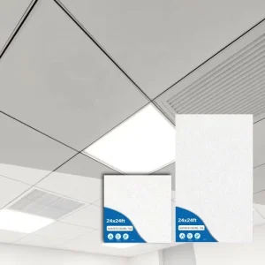 Suspended Ceiling Tiles High Sound Absorption White Tegular Fiberglass Panels Glass Wool Acoustic Panel