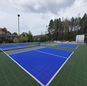 Suspended Sports Flooring Tiles Removable Badminton Court Mat Click PP Vinyl Flooring for Pickleball Badminton Graphic Design
