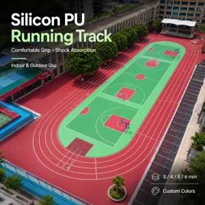 Synthetic Sports Court Plastic Rubber Silicon PU Cushion System for Basketball and Badminton Court Coating