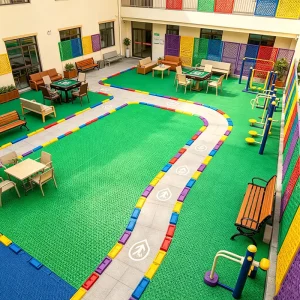 TG FL150 PP Interlocking Modular Flooring Tiles 25x25x1.2cm, Waterproof and Anti-Slip, for Outdoor Sports Courts