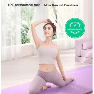 TPE Antibacterial Yoga Mat Set Non-slip Extra-thick Shock-absorbing Wide Rectangular Fitness Mat for Women