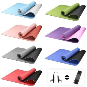 TPE Custom-Printed Non-Slip Yoga Mat with Instructional Design and Logo Strap