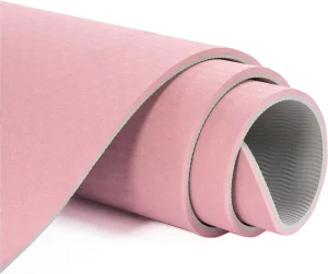 TPE Eco-Friendly Non-Slip 8mm Thick Yoga Mat Pink Gray with Waterproof Bag Strap for Pilates Fitness Meditation Exercise