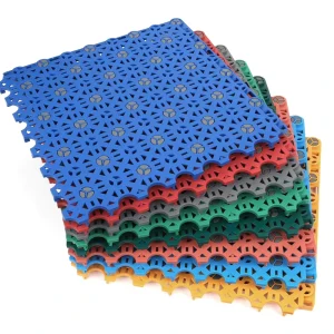 TPE Material Elastic Mats Interlocking Artificial Grass Tiles for Outdoor Basketball Sports Courts Eco-friendly Fireproof