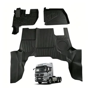 TPE Truck Interior Floor Mats Anti Fatigue Non Slip Base Easy Hose Wash Foot Liners Logistics Transport