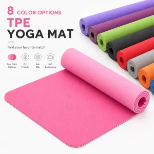 TPE Yoga Mat 8/6mm Dual Thickness Cushion Floor Mat for Pilates, Stretching, and Home Workout