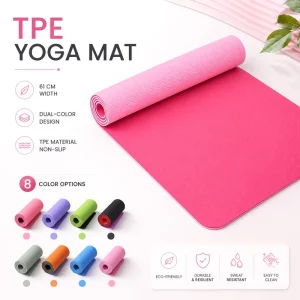 TPE Yoga Mat for Pilates and Yoga with Alignment Guide for Balance Practice and Studio Floor Training