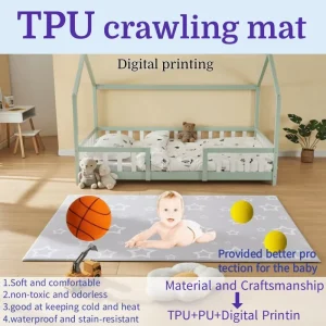 TPU Personalised Safety Rolled Baby Double-Sided Non-Slip Crawling Play Foam Floor Mat Cartoon Pattern Medium Thickness
