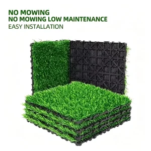 TY High Quality Durable 30mm Green Interlocking Artificial Grass Tiles for Backyard Balcony Lawn Mat Eco Friendly Plastic