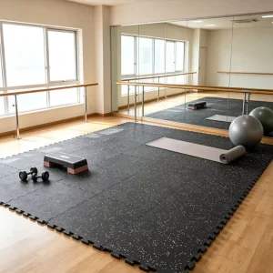 Thick EVA-Rubber Composite Shock-Absorbing Detachable Interlocking Floor Mat for Home Gym