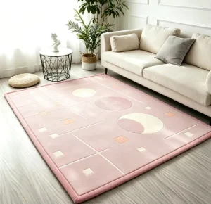 Thick Soft Memory Foam Coral Velvet Printed Area Rug and Kids Play Rug, Japanese-Style Tatami Mat
