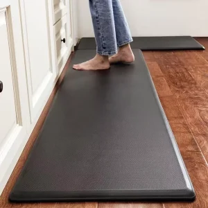 Thin Nordic-Style Wipeable Water-Repellent Solid-Color Rectangular PVC/Vinyl Kitchen Mat, Non-Slip, No Washing Required