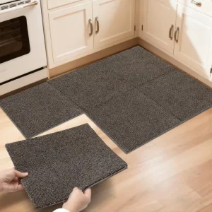 Thin Polyester Tufted Kitchen Runner Mat, Stain-Resistant, Washable, Non-Slip, DIY Splice, Hallway Use