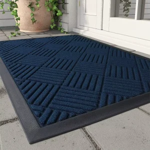 Thin Rubber-Backed Non-Slip Door Mat, Outdoor and Indoor Entryway, Dirt-Trapping Absorbent