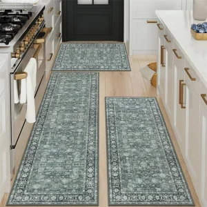 Three-Piece Set Anti-Slip Entrance Mat Dirt-Resistant Silk Loop Carpet Rubber Door Mat with Features for Household Floor at Door