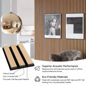 Three-dimensional Effect Modern Solid Wood Acoustic Slat Wall Panels with Highly Effective Sound Absorption for Household Use