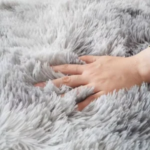Tie-Dyed Solid-Color Long-Pile PV Faux Fur Area Rug, Extra Large