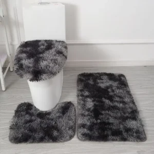 Tie-dye Shaggy Rug 3-Piece Toilet Set Non-Slip Absorbent Super Cozy Bath Mats for Bathroom