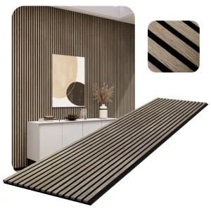 Timber Acoustic Panels Acoustic Slat Wall Panel Dark Walnut Veneer MDF Acoustic Panels with PET Felt Backing